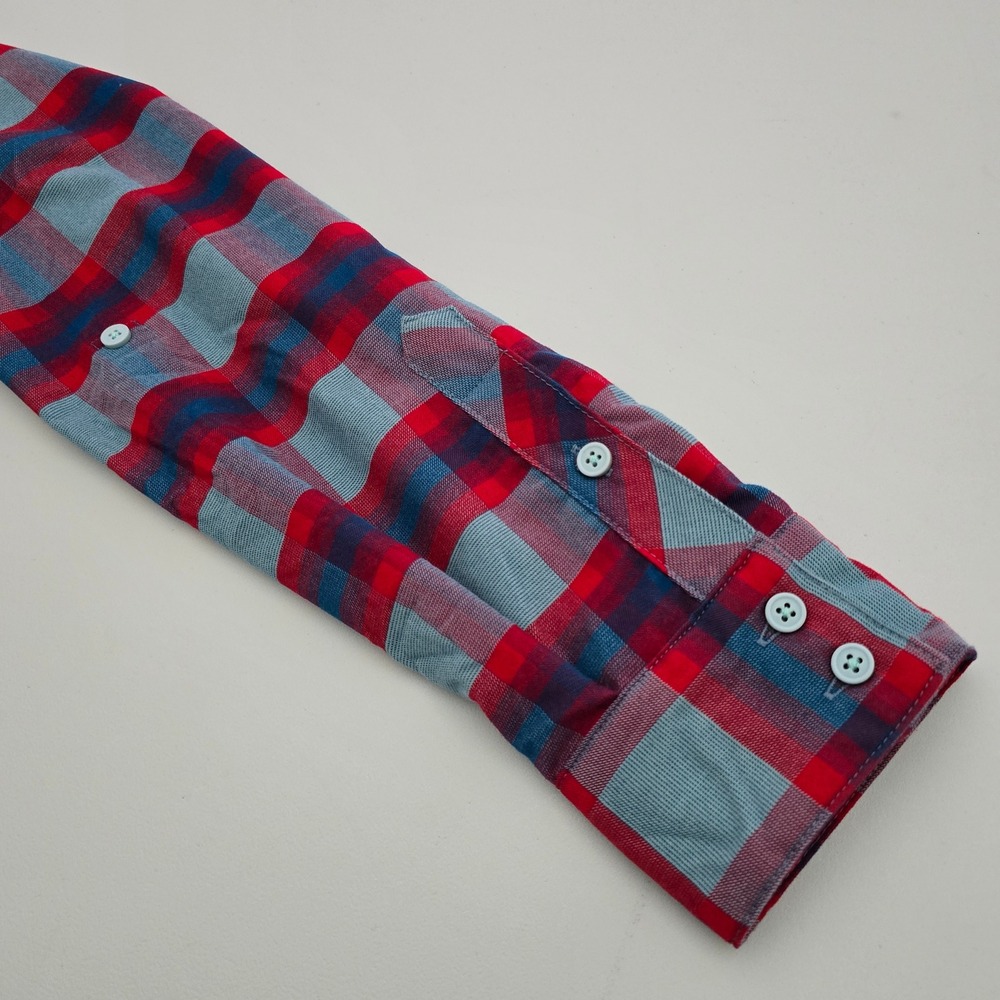 Columbia Women's High Bridge Lane EXS Plaid Button Down Flannel Shirt Red Blue L - Picture 7 of 16
